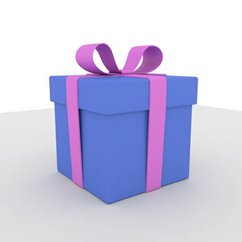 Blue Gift Box with Pink Ribbon